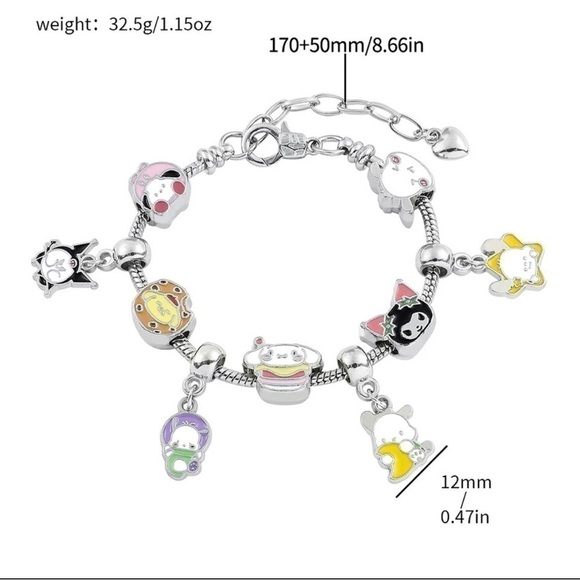 Silver Plated Sanrio Hello Kitty Character Themed Charm Bracelet - Picture 7 of 7